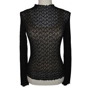 NWOT XS Women's VINCE Black Lace Long Sleeve "Naked" Look Top w/Tank MSRP $268